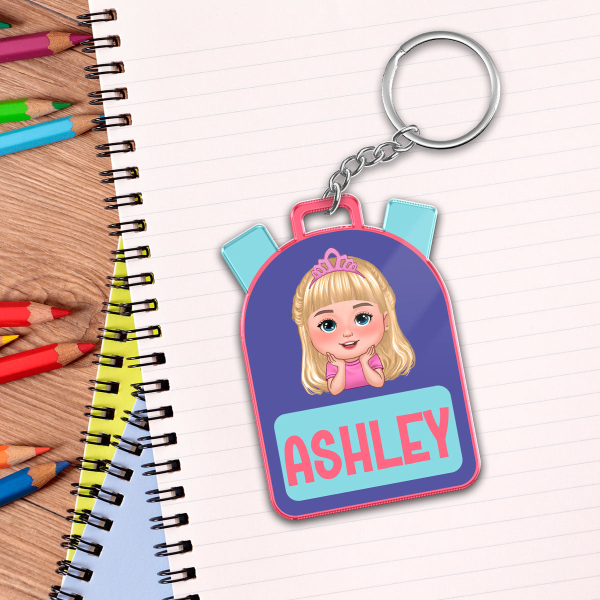Kid Back To School Personalized Name Tag, Acrylic Keychain