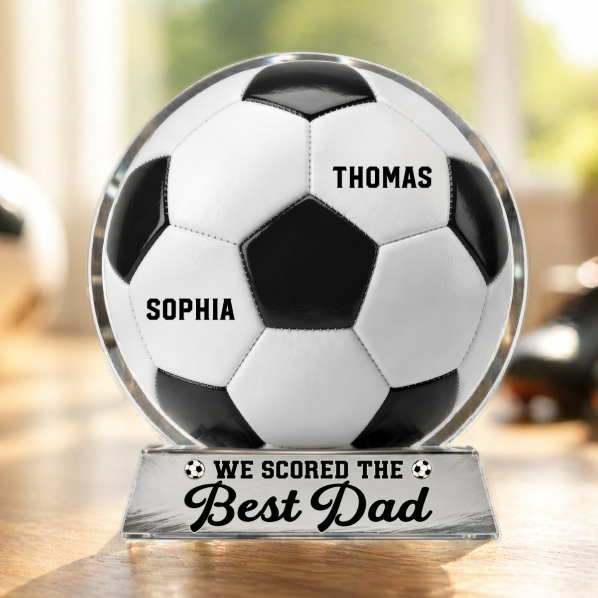 We Scored The Best Dad - Personalized Acrylic Block Plaque - Father's Day Gift For Soccer Dad