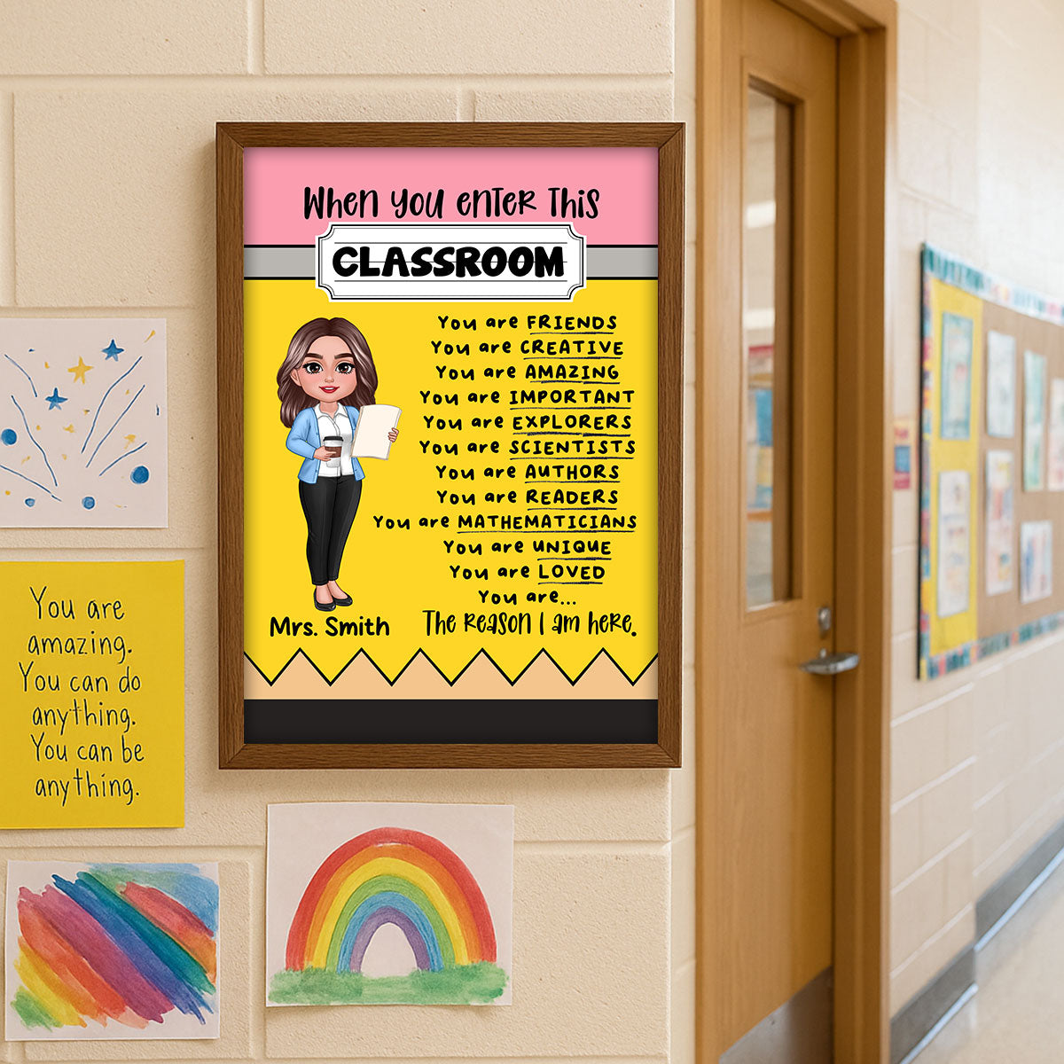 Teacher Pencil Pattern When You Enter This Classroom Personalized Poster