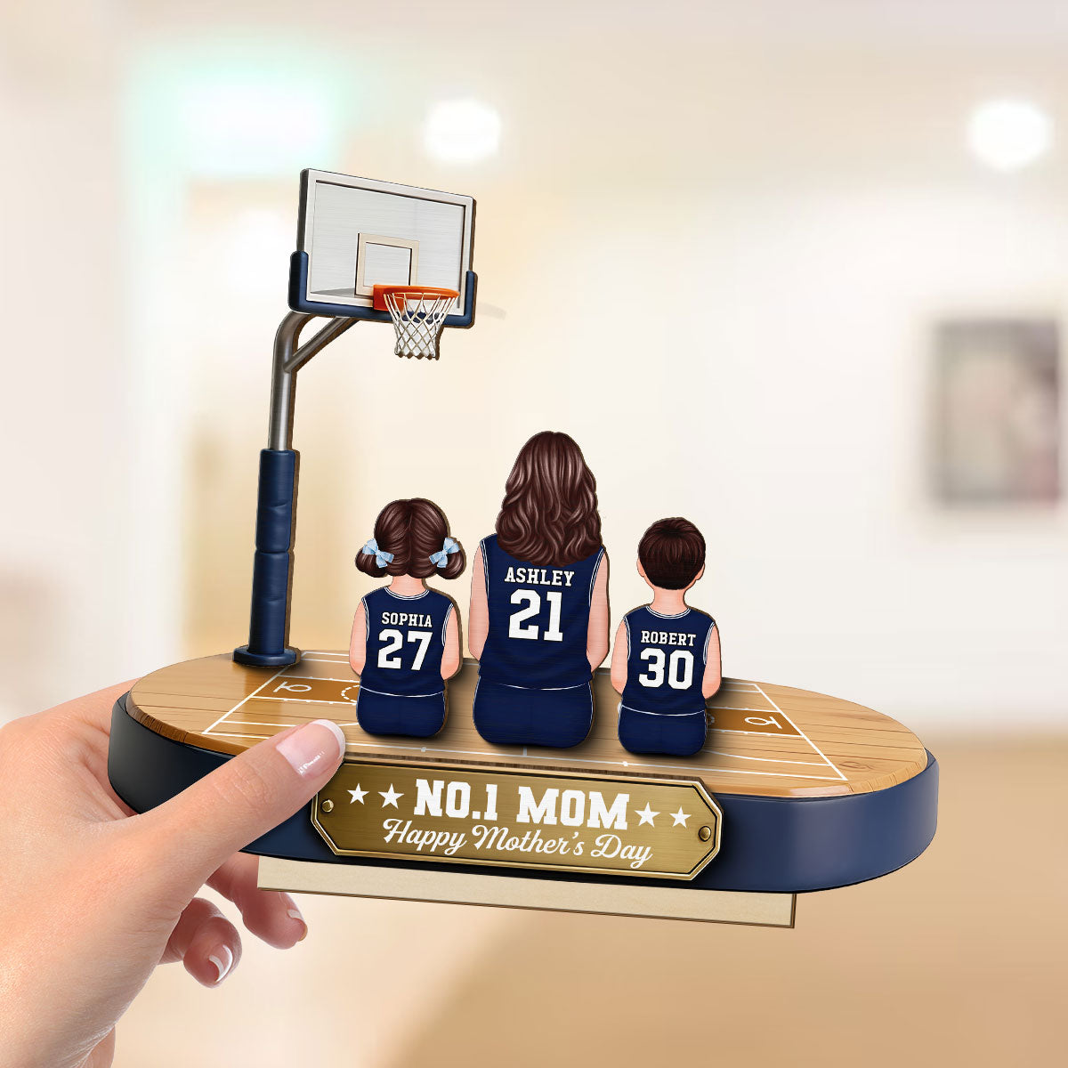 Mommy's Basketball Dream Team - Personalized 2-Layered Wooden Plaque - Father's Day Gift For Basketball Mom