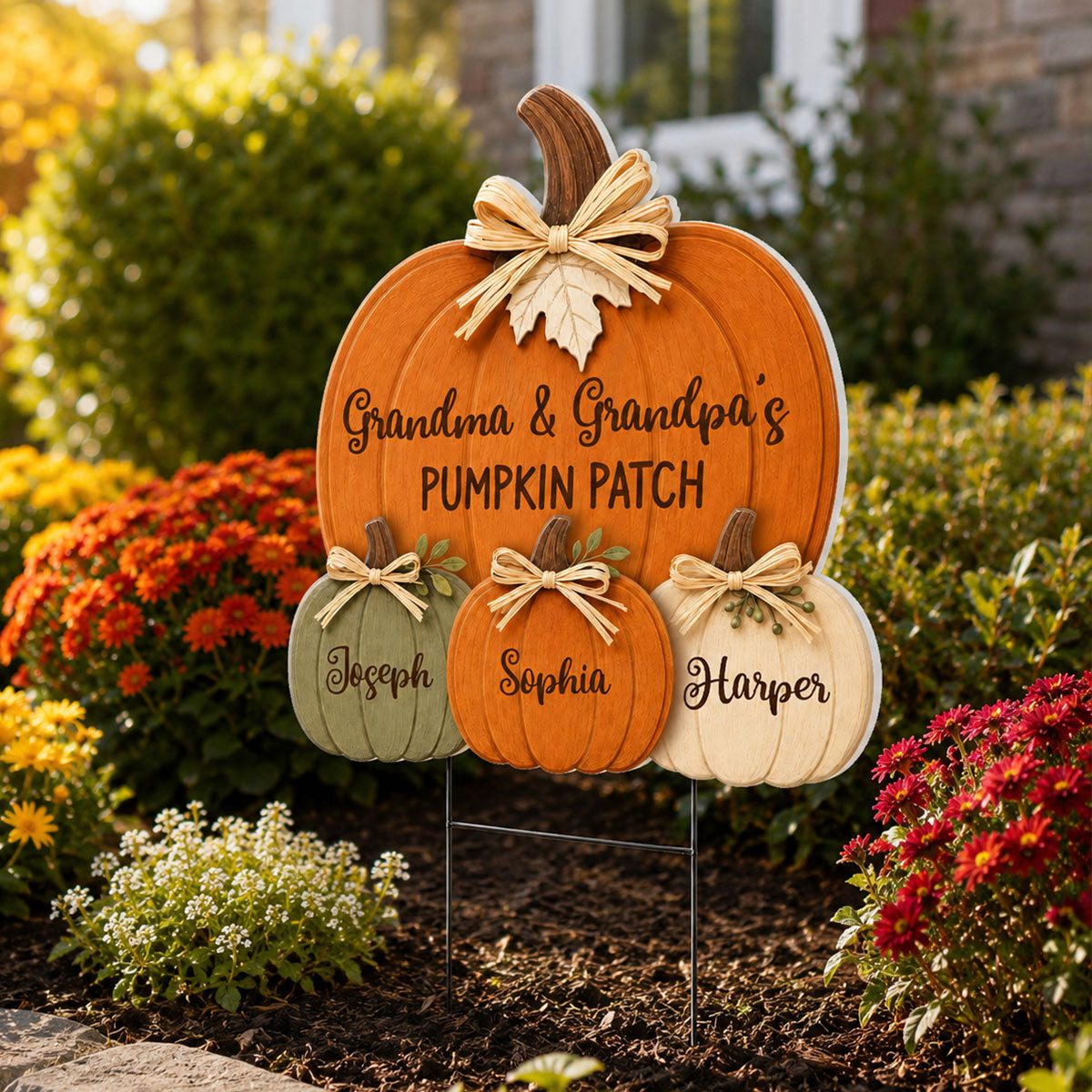 Cozy Rustic Fall Vibe Grandpa Grandma's Pumpkin Patch - Personalized Yard Sign - Fall Decor For Grandparents