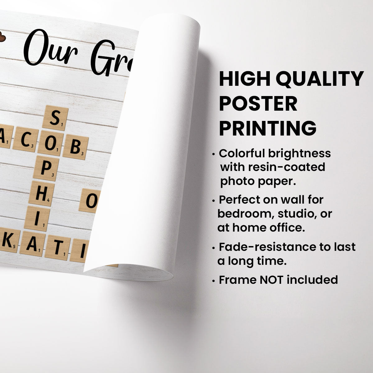 Family Crossword Art - Created In A Moment, Treasured Forever Personalized Poster, Gift For Grandma, Gift For Mom