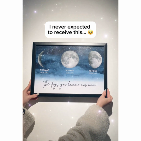 Starry Night The Day You Became our MOM MUM Custom Title Nickname And Kids Birth Moon Phase - Personalized Poster - Heartfelt Mother's Day Gift For Mom, Wife, Grandma