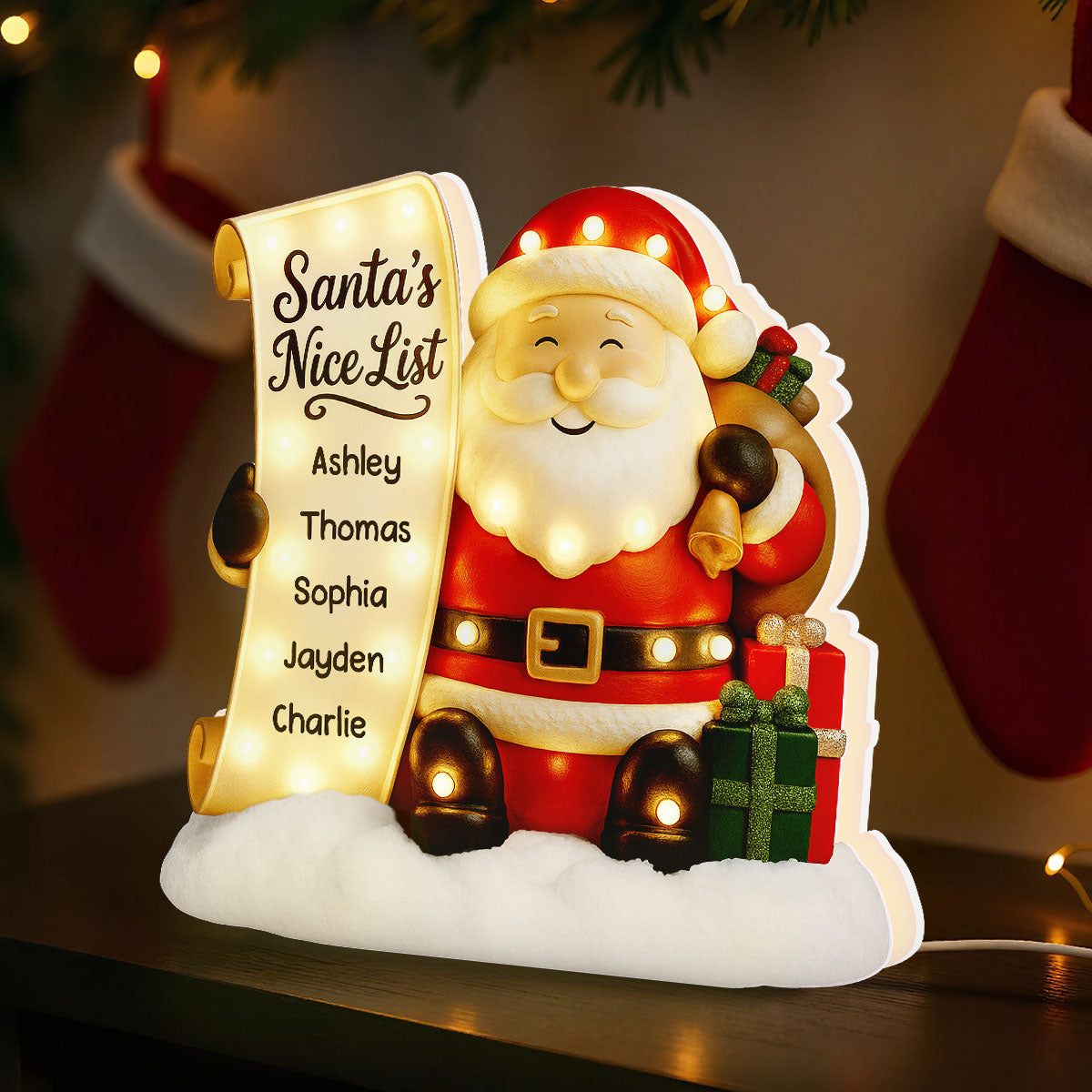 Santa's Nice List Kids' Names Family Christmas Decor - Personalized LED Light Box -Christmas Gift For Grandma, Grandpa, Family