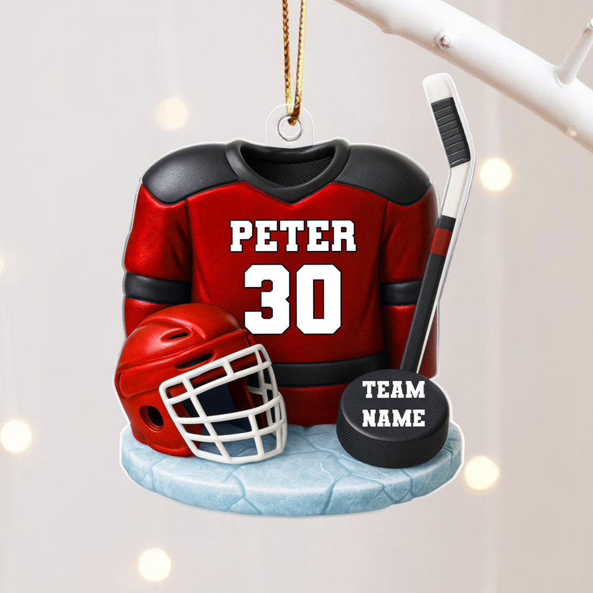 Hockey Kit 3D Effect - Personalized Acrylic Ornament - Christmas Gift For Son, Grandson, Boyfriend