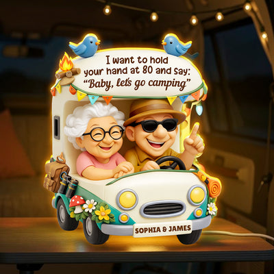 Baby Let's Go Camping Romantic Couple - Personalized Light Box - Anniversary, Valentine's Day Gift, Gift For Him, Gift For Her