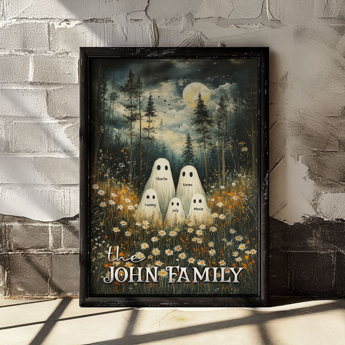 Halloween Family Portrait Personalized Poster Printing, Custom Family Halloween Wall Art