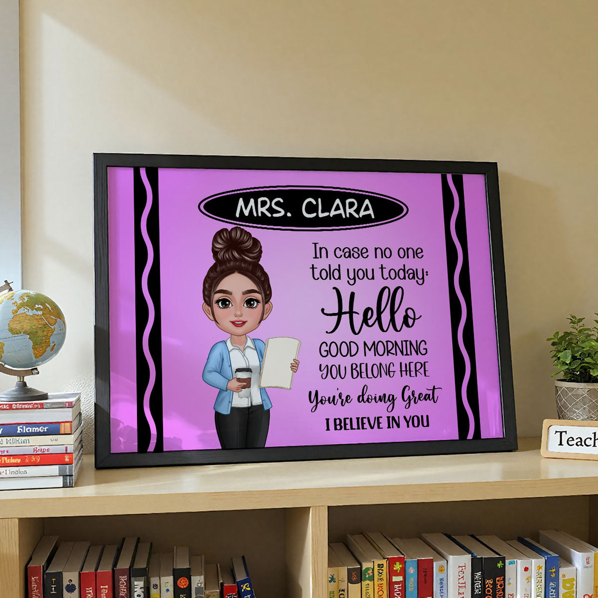 In Case No One Told You Today I Believe In You Crayon Theme Personalized Horizontal Poster, Classroom Decor For Teacher