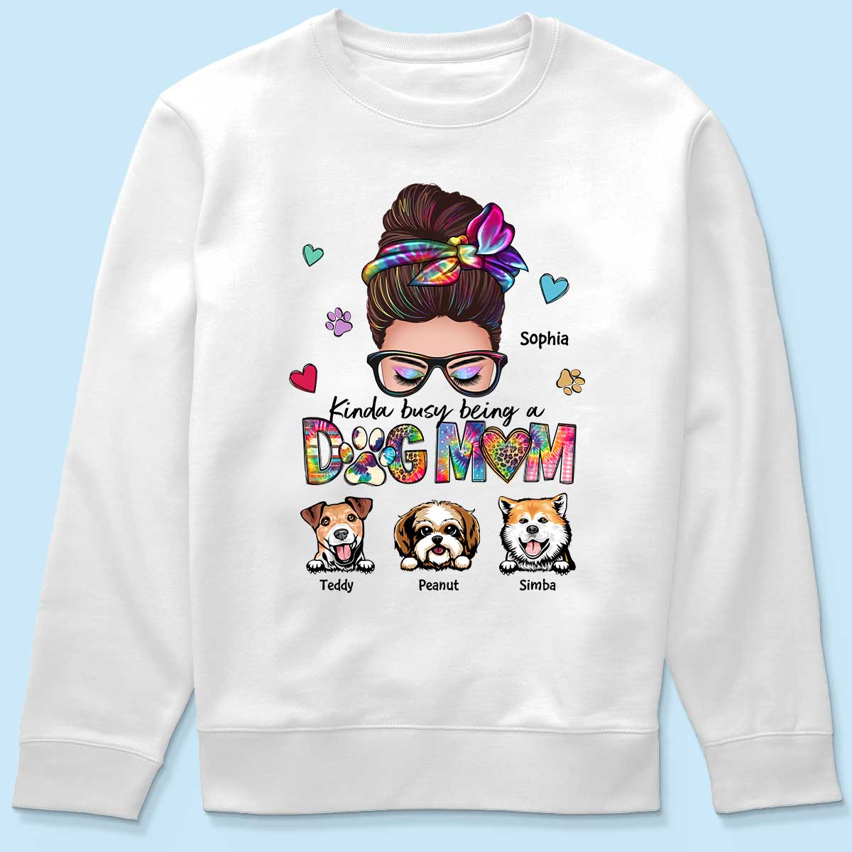 Kinda Busy Being A Dog Mom Messy Bun Personalized Shirt