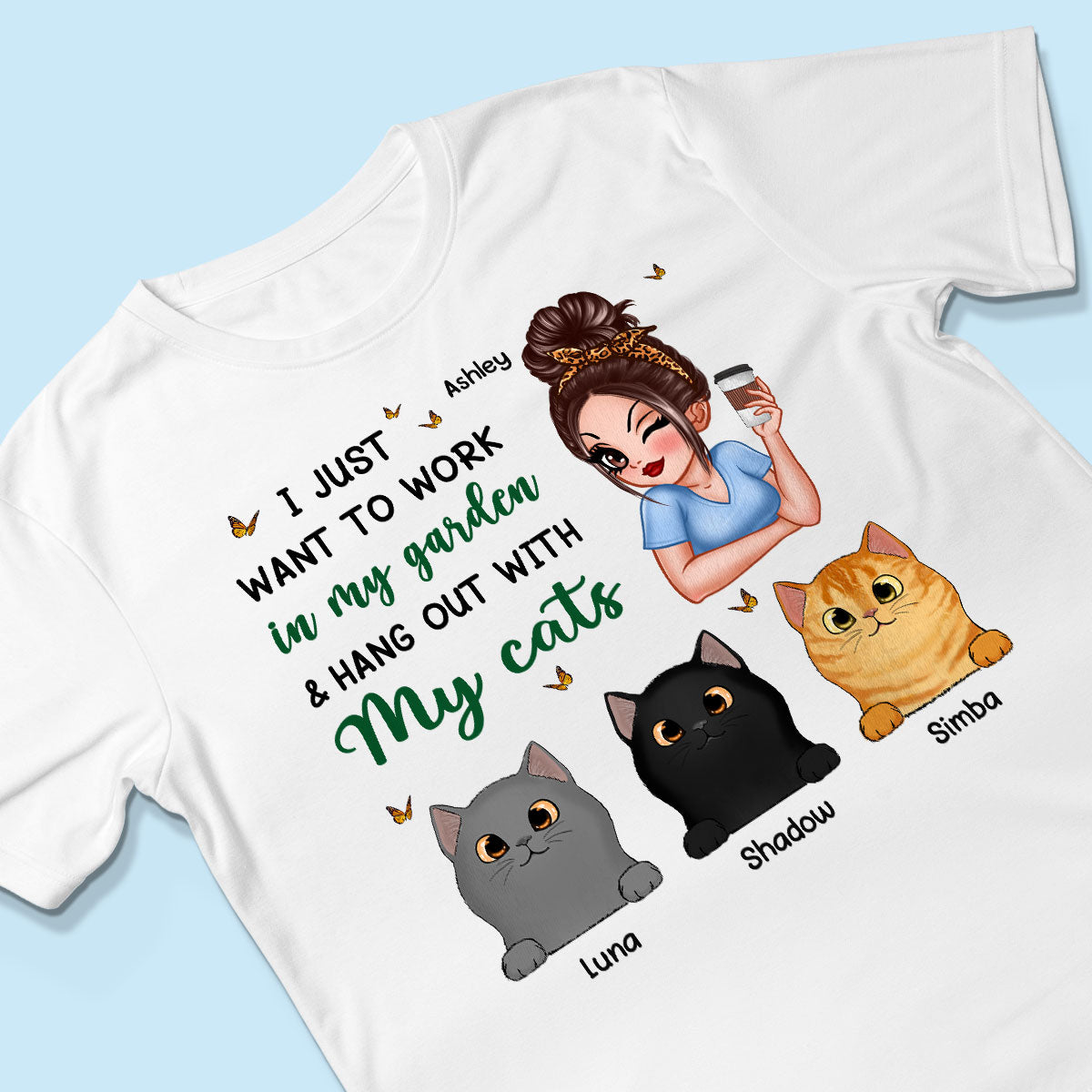 Work In My Garden And Hang Out With My Cats Plant Lady Personalized Shirt