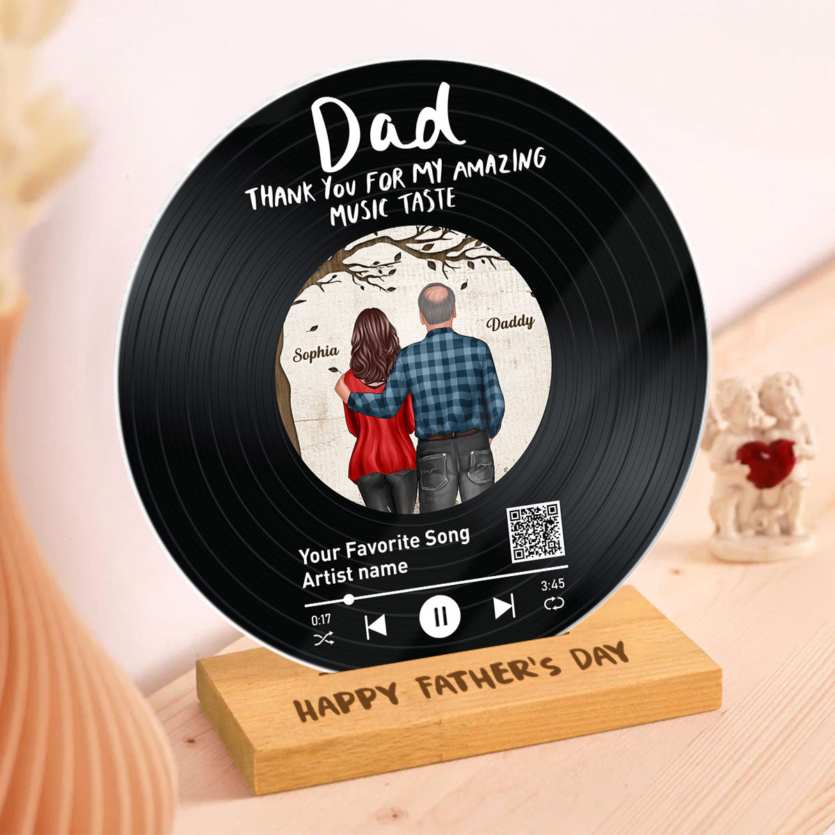 Dad Thank You For My Amazing Music Taste Favorite Song Scannable QR Code Personalized Acrylic Record Plaque
