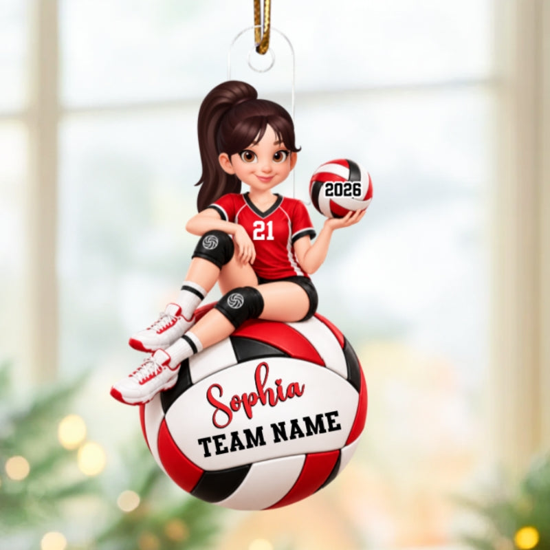 Proud Volleyball Player Slay Girl - Personalized Acrylic Ornament - Christmas Gift For Volleyball Players, Granddaughter, Daughter