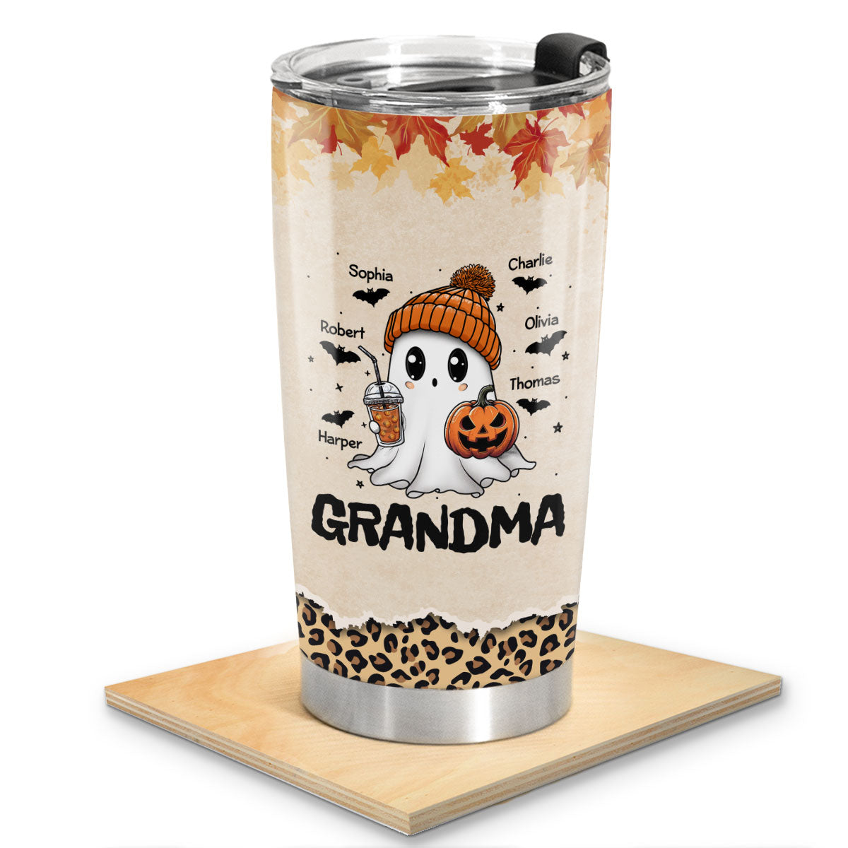 Fall Season Halloween Grandma Boo Personalized Tumbler