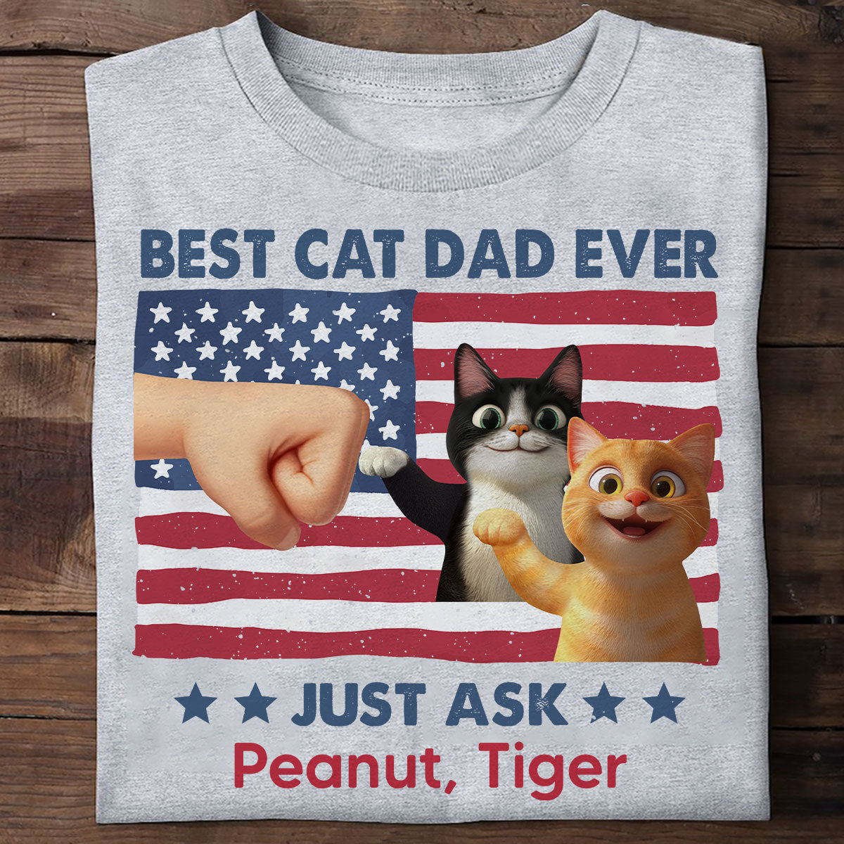 Best Cat Dad Nation Flag Personalized Shirt, Cute Cartoon Funny Cats, Gift for Cat Dads