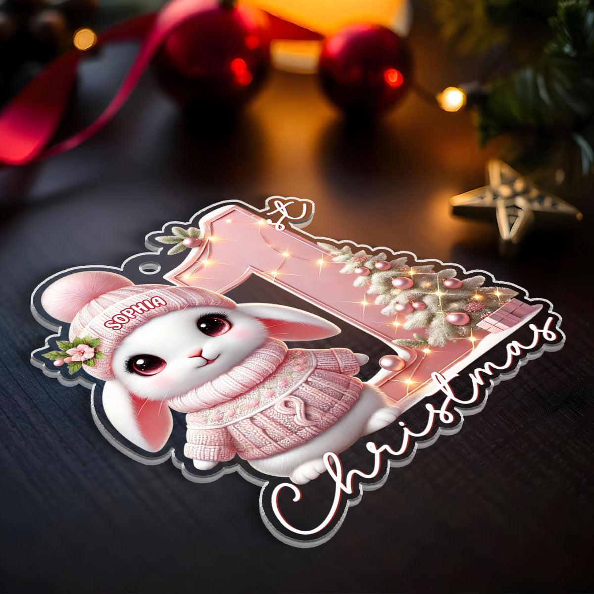 Baby's First Christmas Realistic Cute Animal Personalized Acrylic Ornament, Unique Christmas Gift For New Born New Parent