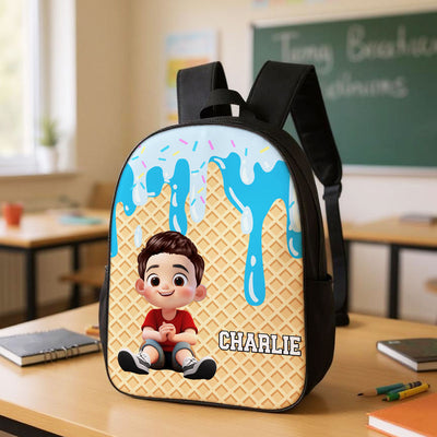 Ice Cream Drip Personalized Kid Backpack, Back to School Backpack for Kids