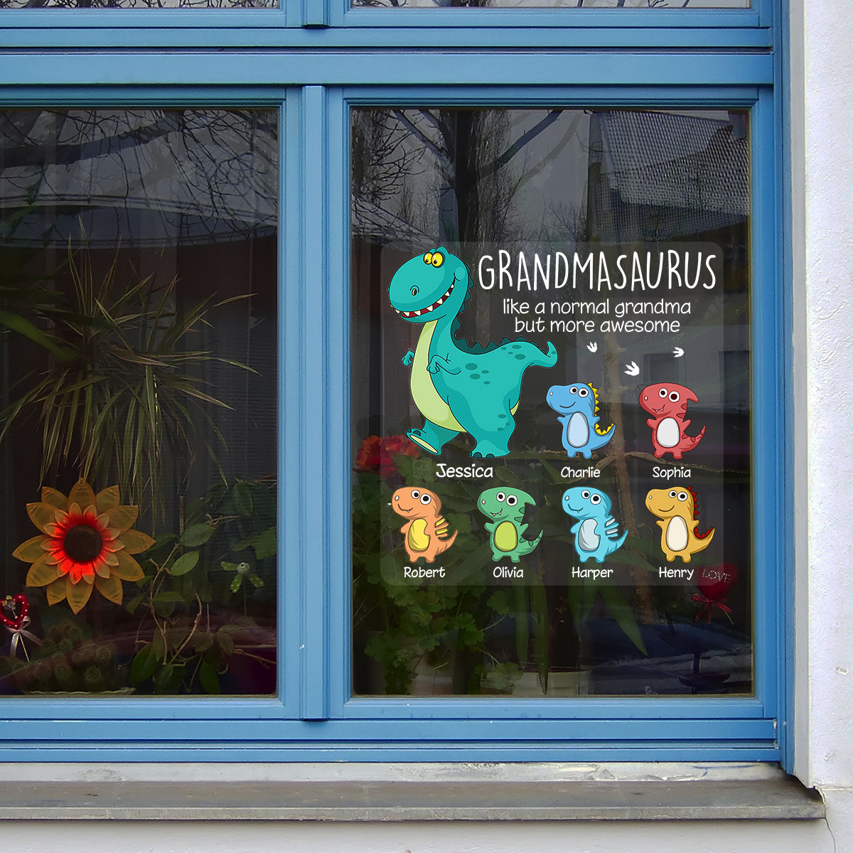 Grandmasaurus And Kids Decor For Grandma On Car Window Fridge Personalized Decal