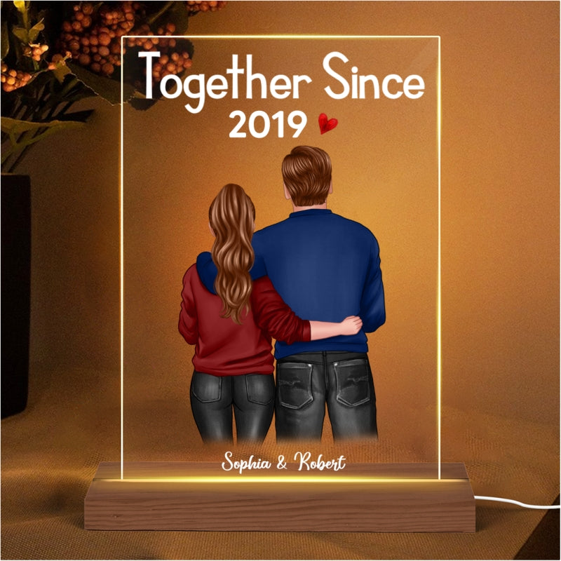 Standing Back View Couple  Anniversary Gift For Him Gift For Her Personalized Rectangle Acrylic Plaque LED Lamp Night Light