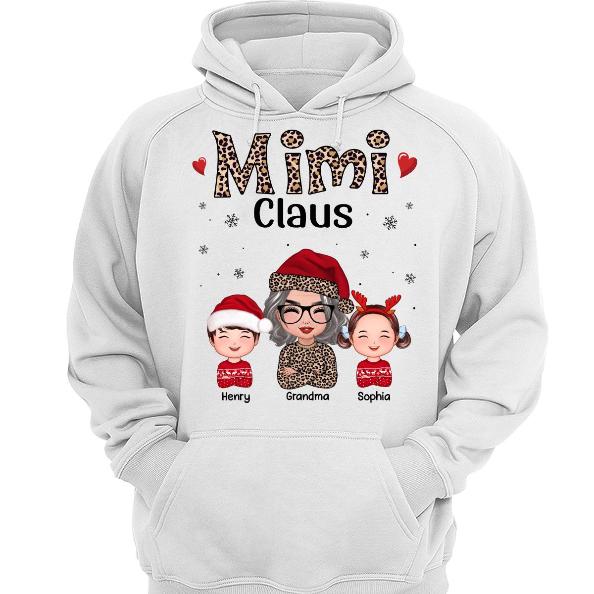 Leopard Grandma Claus Doll Grandma Grandkids Christmas Personalized Shirt
