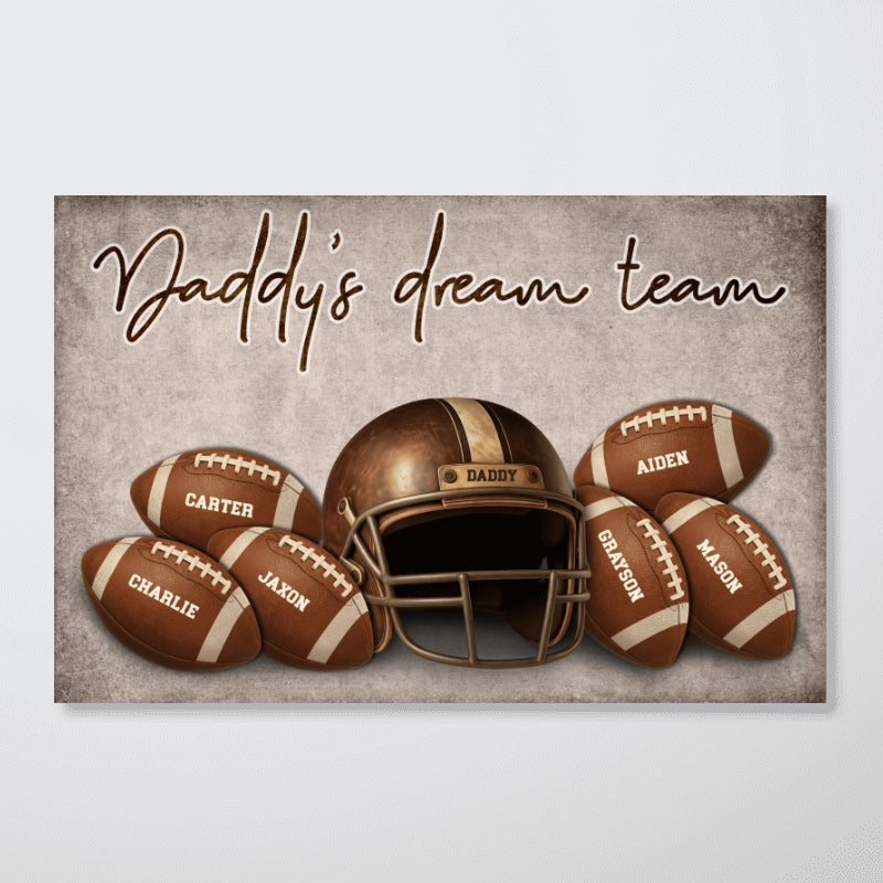 Football Dad Family Names Personalized Poster, Father's Day gift