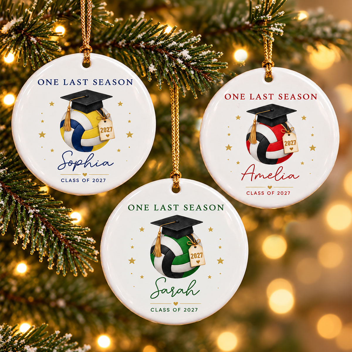 One Last Season Volleyball Senior - Personalized Ceramic Ornament - Volleyball Senior Night Gift, Volleyball Senior Gift, Class of 2027