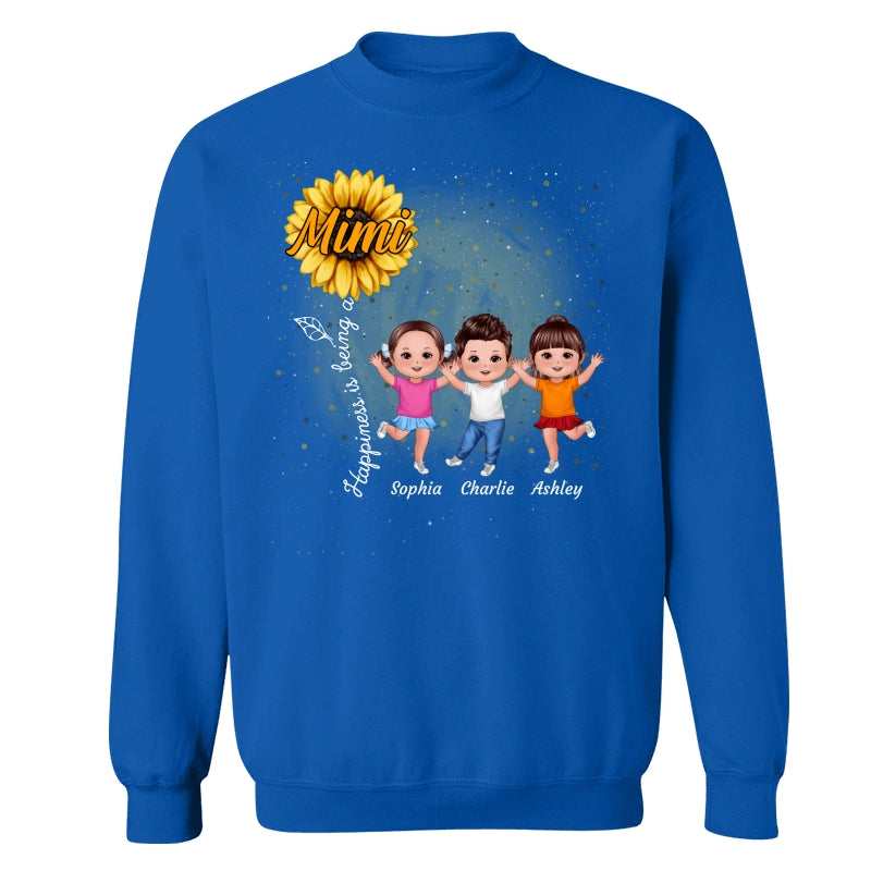 Happiness Is Being A Grandma Sunflower Happy Doll Kids Personalized Shirt