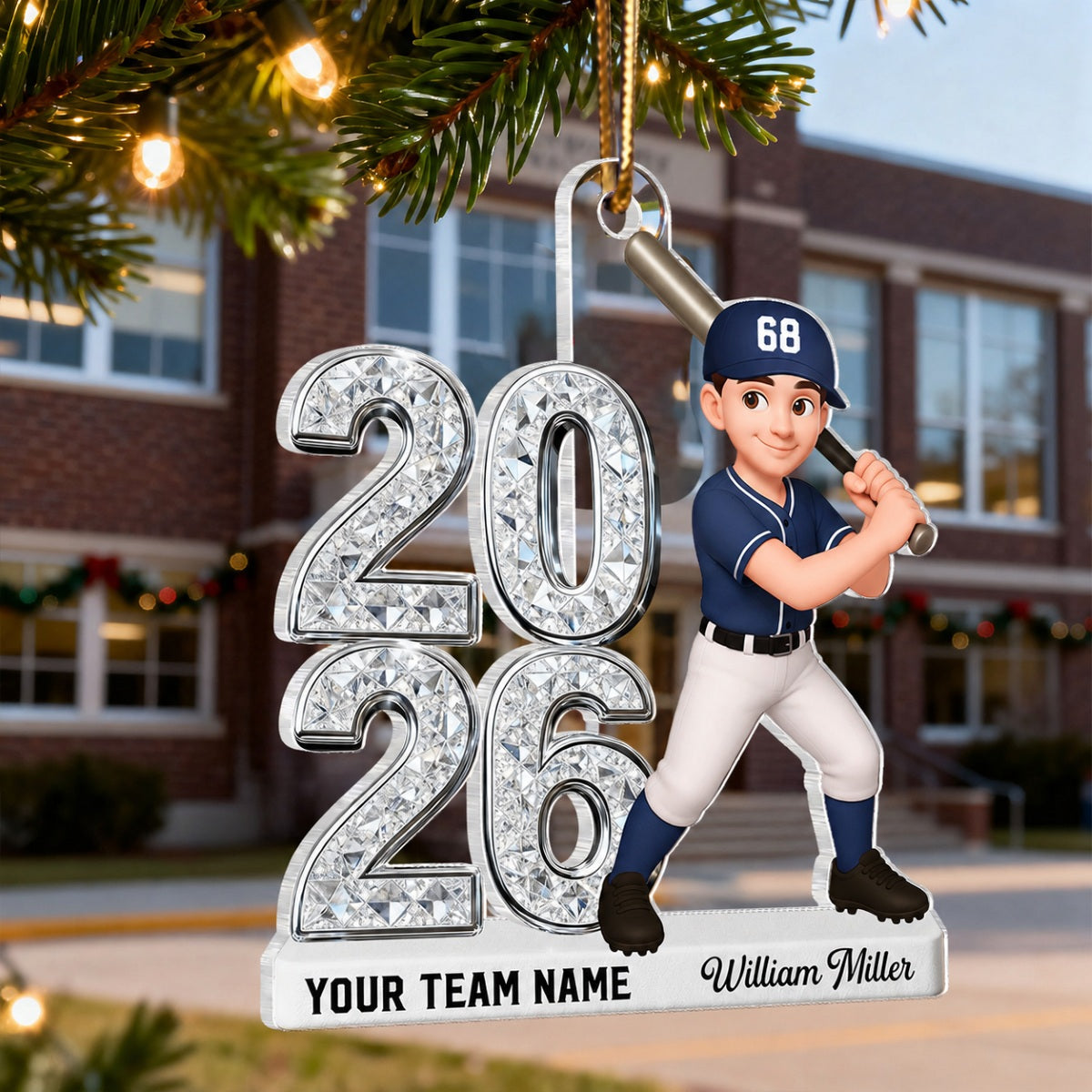 3D Shiny Effect Sport Player With Year - Personalized Acrylic Ornament - Gift For Daughter, Granddaughter, Son, Grandson