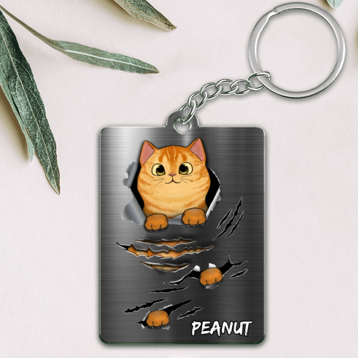 Fluffy Cats Scratch Personalized Acrylic Keychain