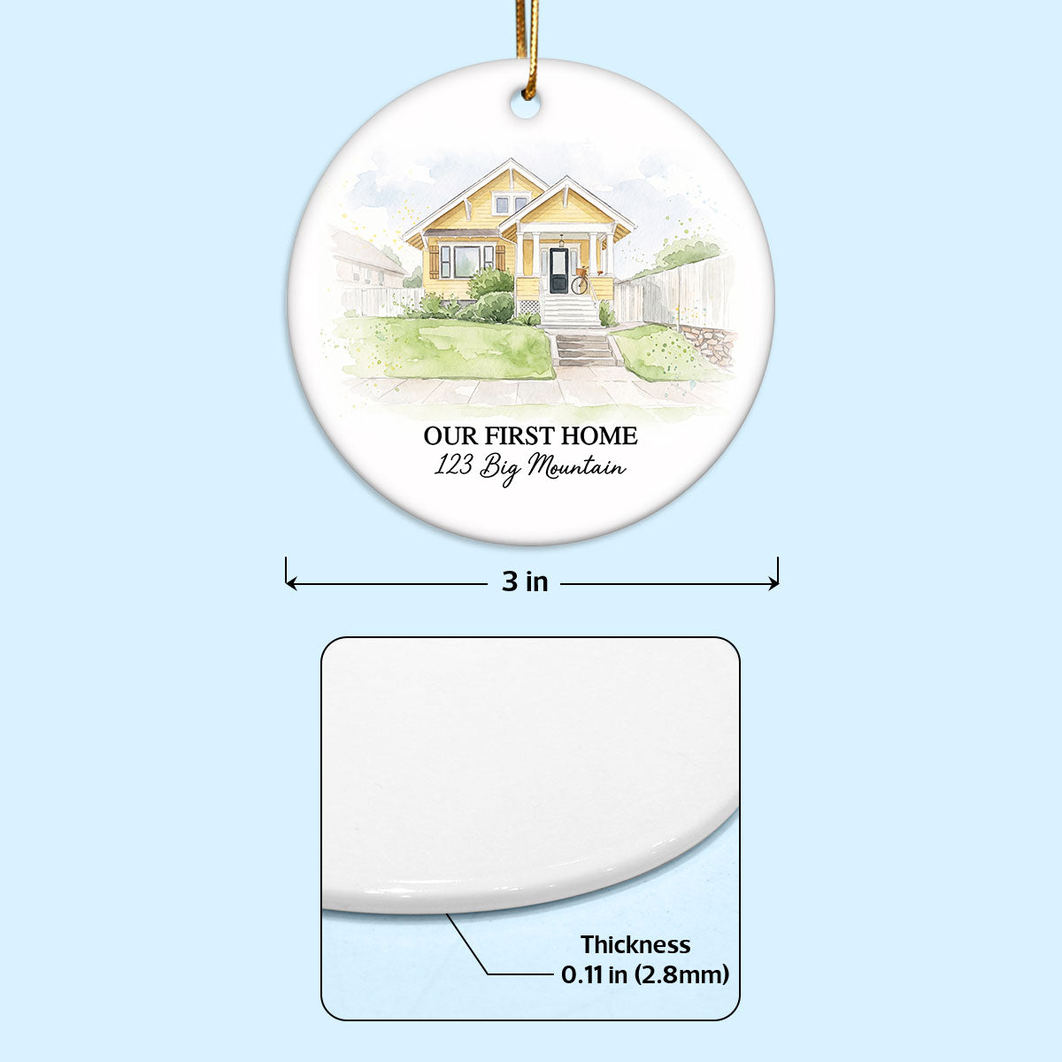 Custom Watercolor House From Photo - Personalized Ceramic Ornament - Christmas Ornament Gift, Housewarming