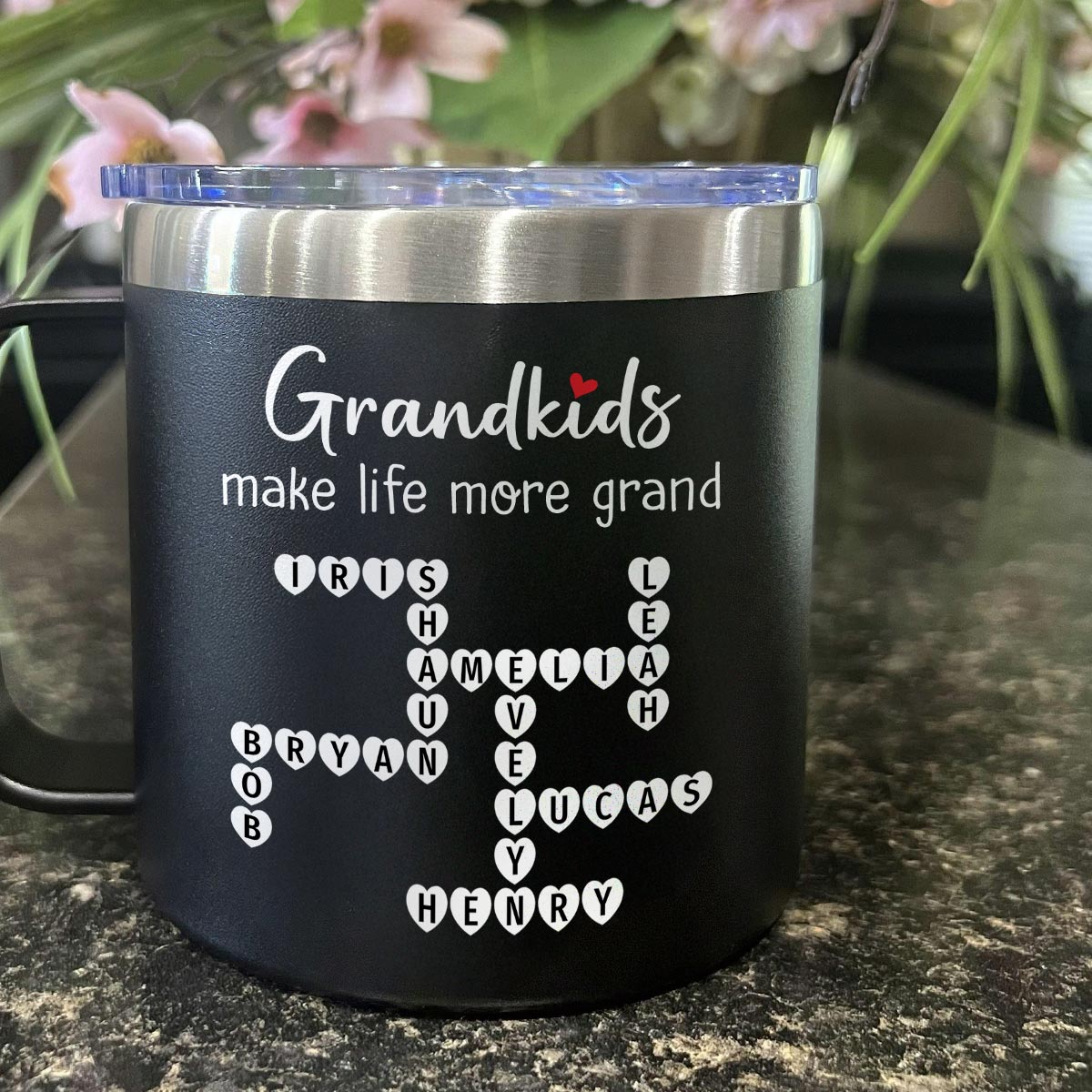 The Greatest Gift You Ever Know Crossword Puzzle Art Gift For Grandma Personalized Stainless Steel Tumbler With Handle