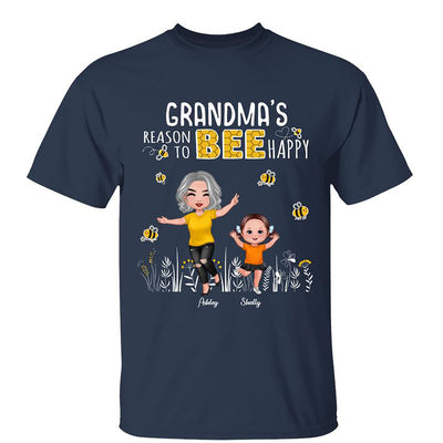 Reasons Bee Happy Doll Grandma & Grandkids Personalized Dark Shirt