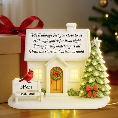 3D Effect Christmas Family Memorial House Always Feel You Close To Us - Personalized Light Box
