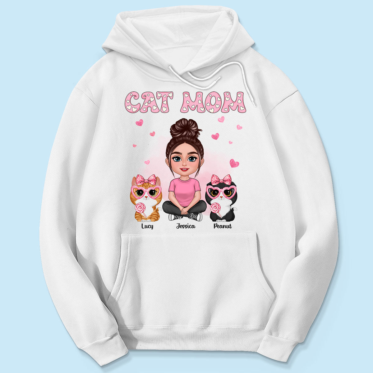 Cat Mom Pink Pattern Personalized Shirt,  Gift For Cat Mom