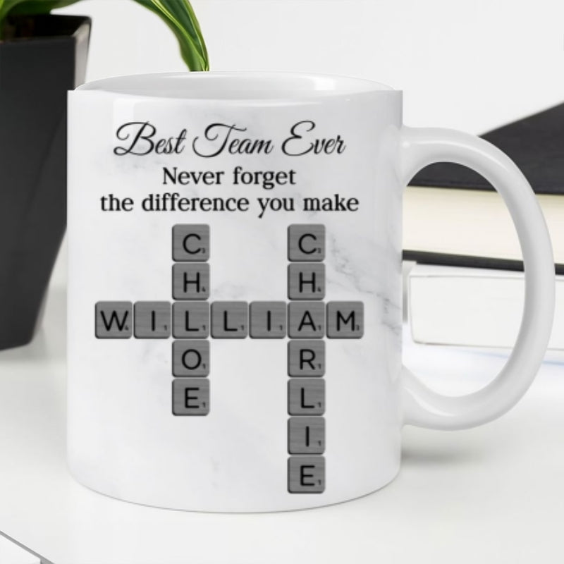Best Team Ever Crossword - Personalized Mug - Sentimental Gift for Coworkers, Work Besties
