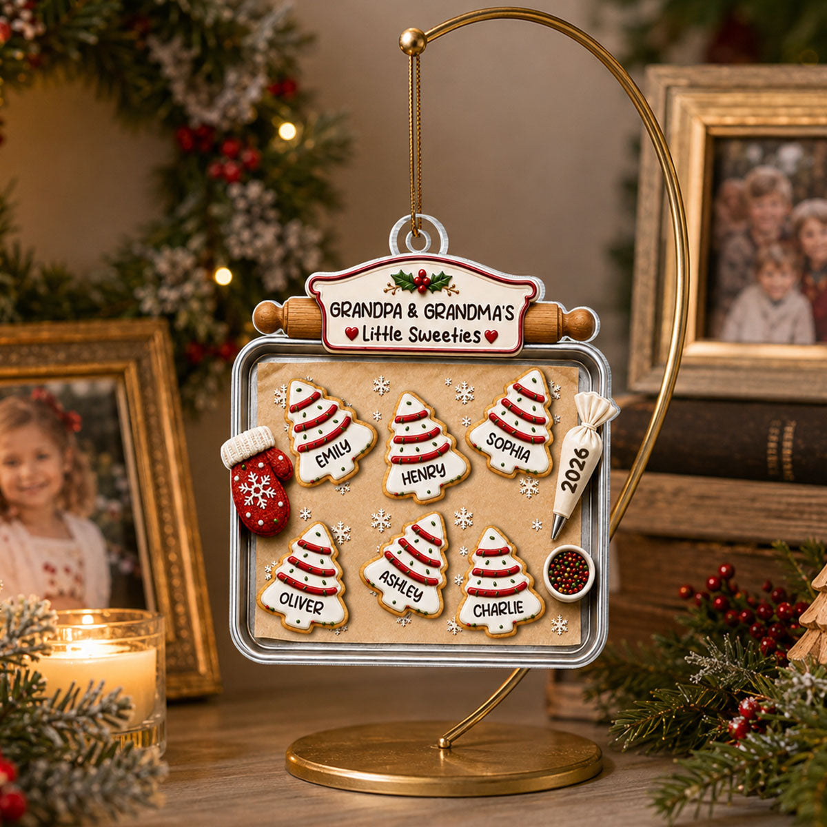 Christmas Tree Cakes Tray Grandpa Grandma Little Sweeties - Personalized Acrylic Ornament - Christmas Decor For Grandparents