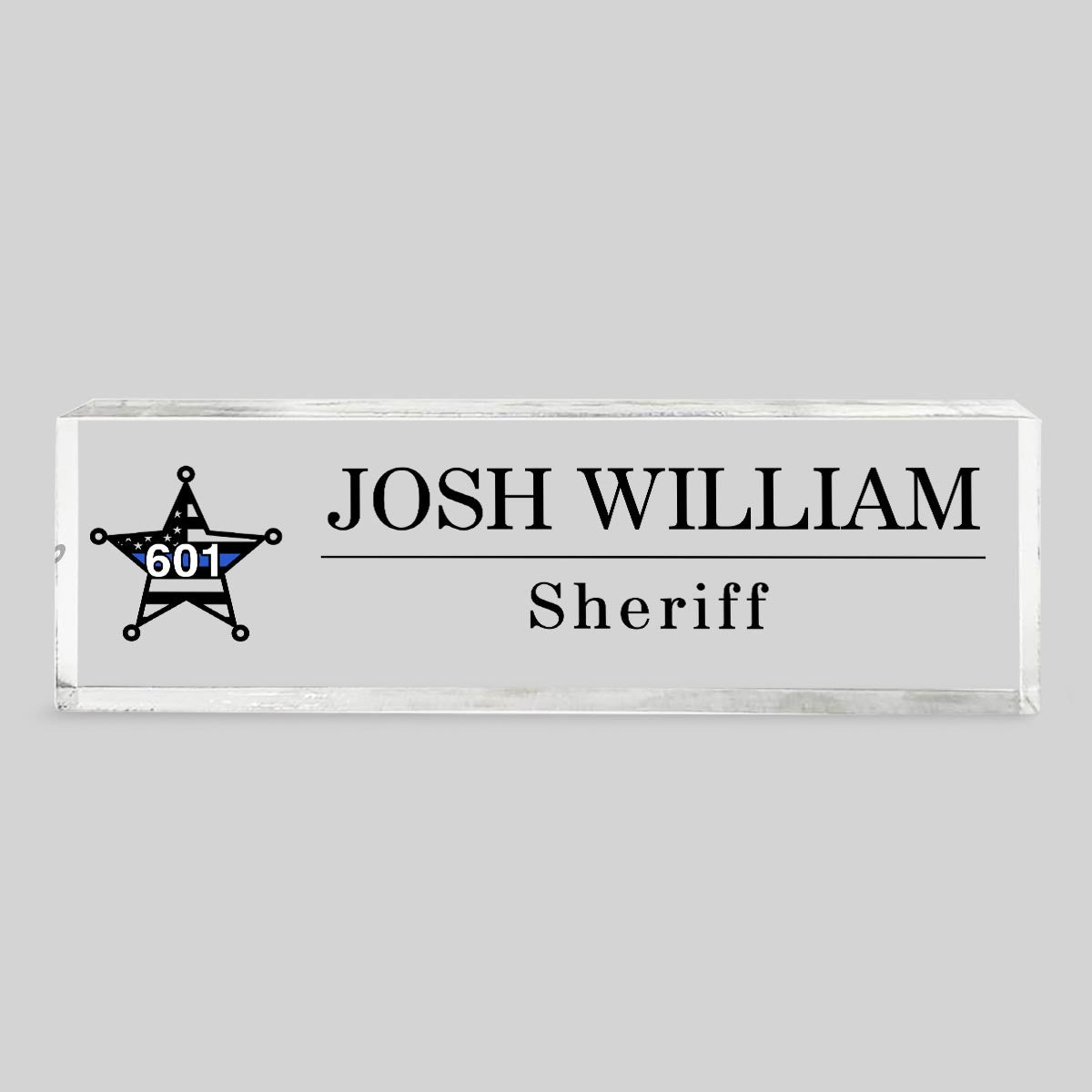 Police Thin Blue Line Personalized Personalized Acrylic Desk Name Plate, Office Decor, Appreciation Gift