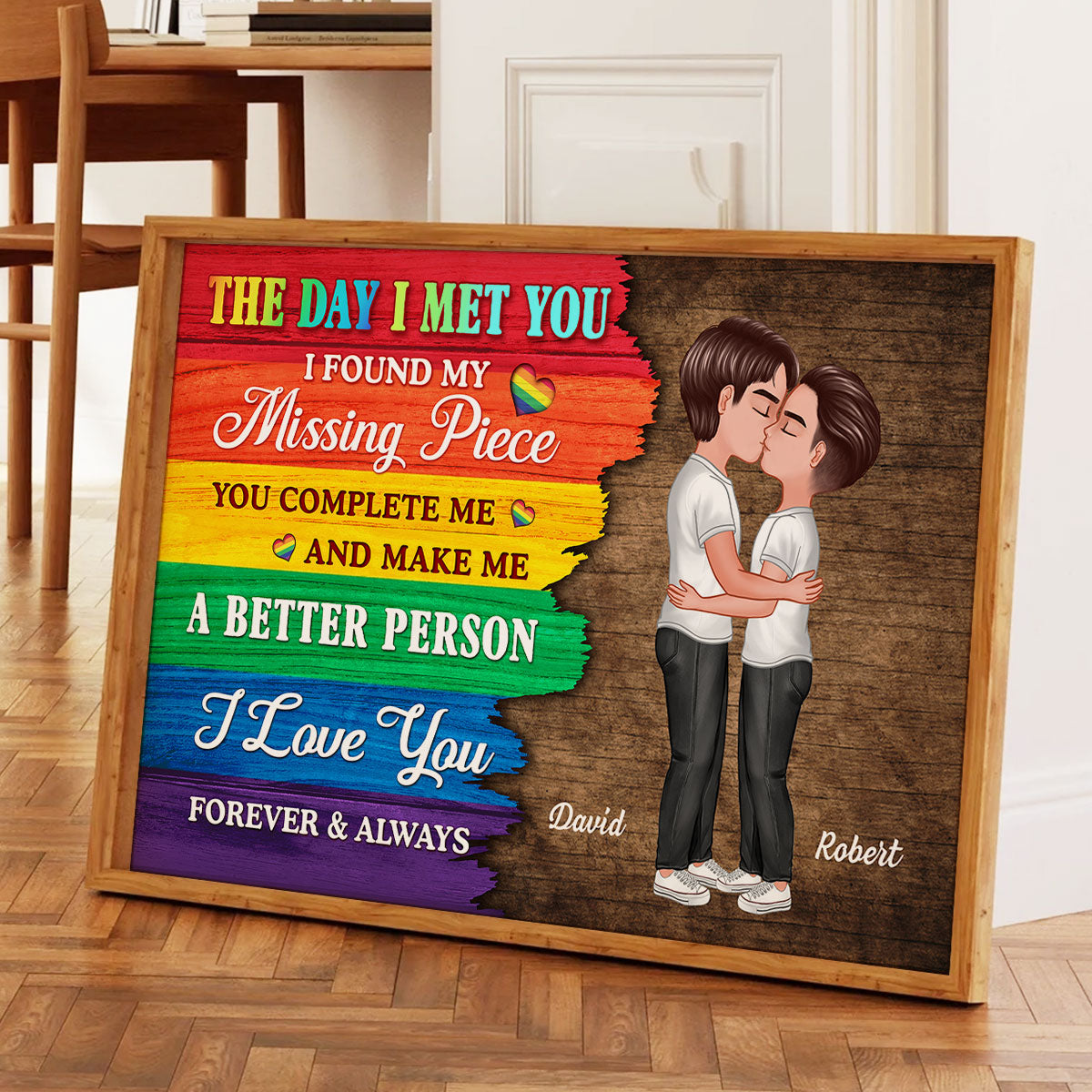 Half LGBT Flag Couple The Day I Met You Pride Month Personalized Poster, Gift For Couple