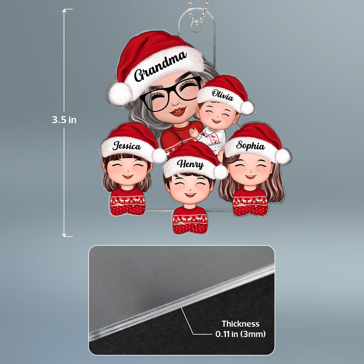 Doll Grandma Mom Hugging Kids Christmas Gift For Grandma Granddaughters Grandsons Personalized Acrylic Ornament