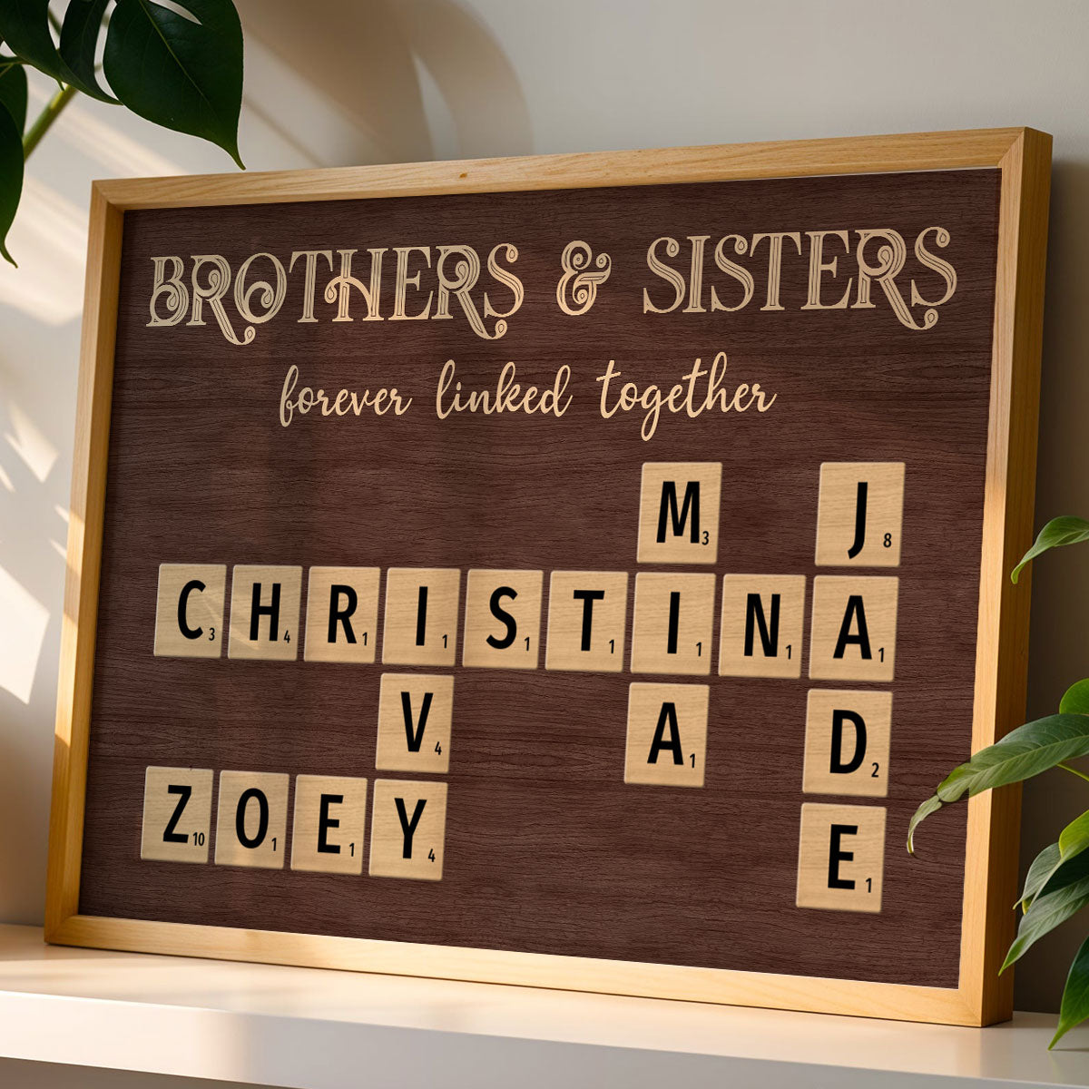 Family Forever Linked Together Crossword Puzzle Personalized Poster, Birthday Gift For Mom, Gift or Just Because