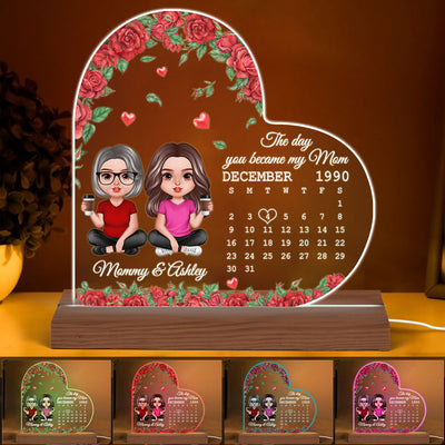 Realistic Doll Mother Daughter Personalized Acrylic Custom Shape LED Night Light - Gift For Mom
