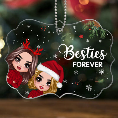 Christmas Peeking Doll Besties Best Friends Personalized Acrylic Ornament