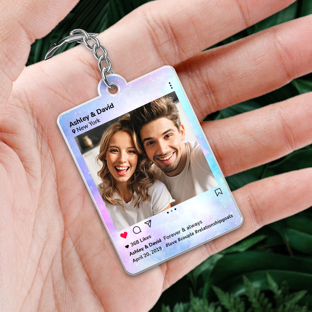 Family Couple Best Friend Photo Message & Favorite Song QR Code Personalized Acrylic Keychain