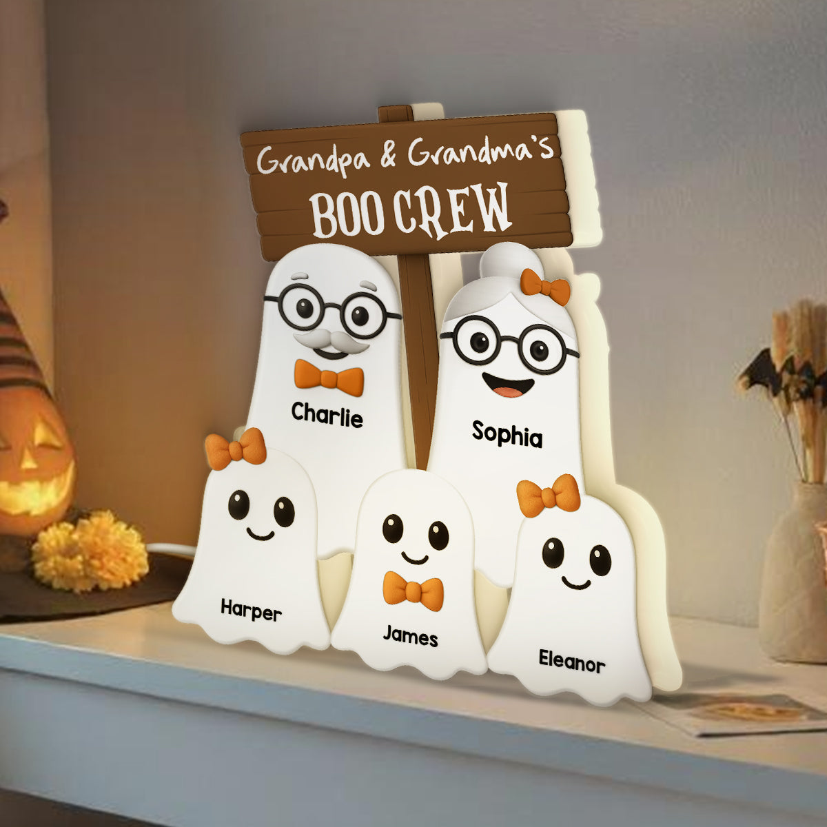Halloween Grandma Grandpa Grandkids Boo Crew Personalized LED Light Box