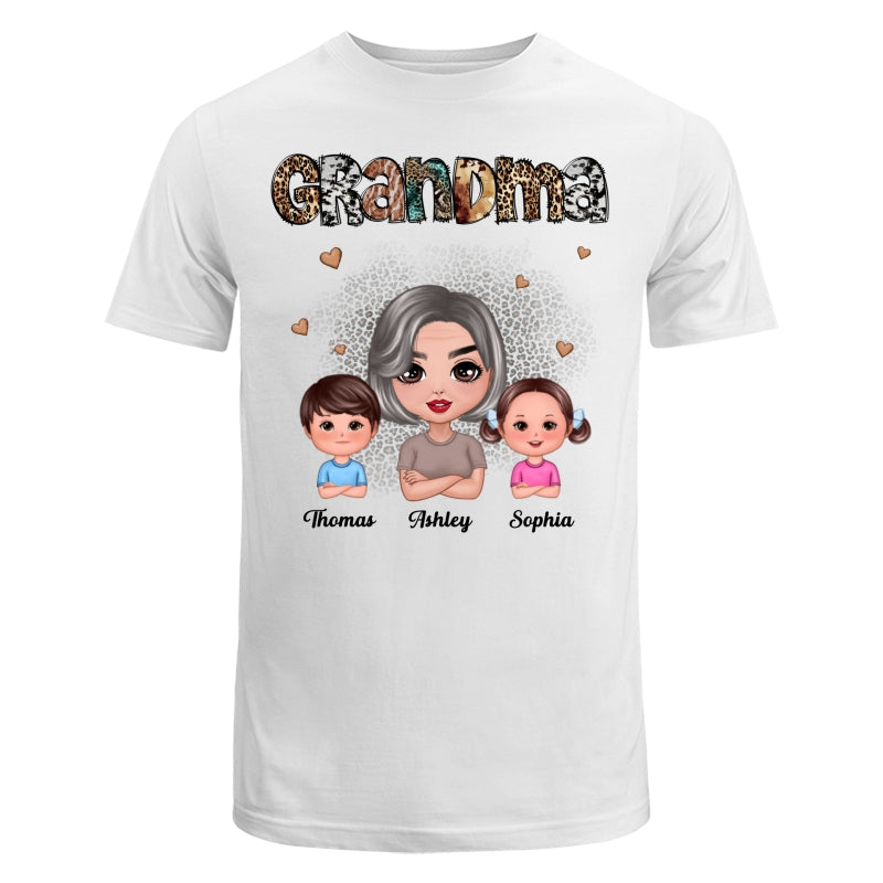Animal Patterns Grandma With Grandkids Personalized Shirt