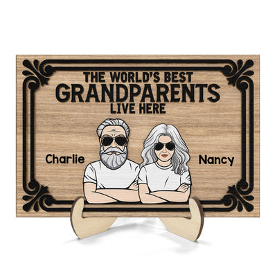 World‘s Best Grandparents Live Here Personalized 2-Layer Wooden Plaque