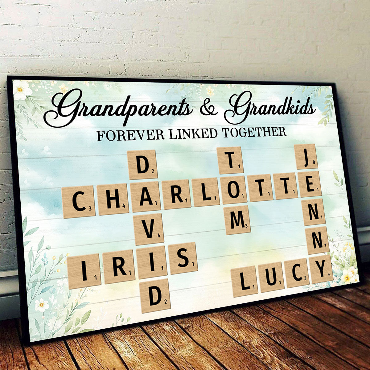 Grandma Grandpa & Grandkids Crossword Puzzle Personalized Poster, Heartfelt Gift For Grandma's Birthday, Mother's Day or Just Because