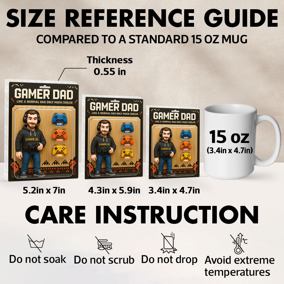 Gamer Dad Cooler 3D Effect - Personalized Acrylic Block Plaque - Gift For Husband Dad