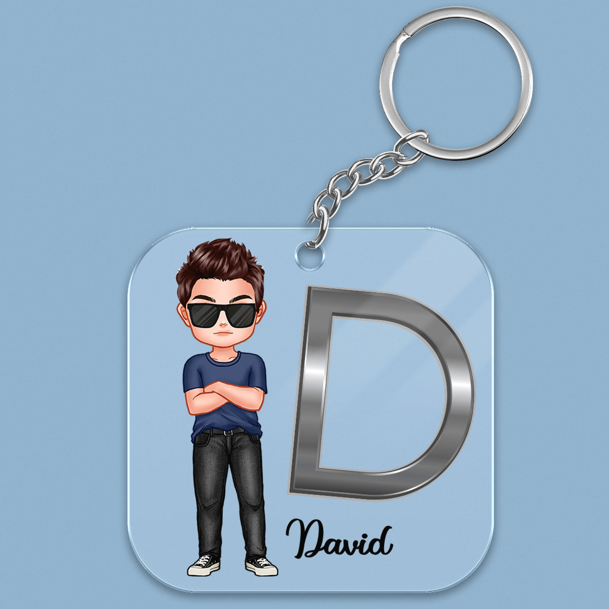 Custom Character & Initial Name Birthday Gift For Family Friends Personalized Acrylic Keychain