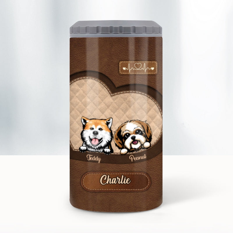Peeking Dog Tumbler Personalized 4 In 1 Can Cooler - Fits Most 12oz Cans - Christmas Gift For Dog Mom Dog Dad