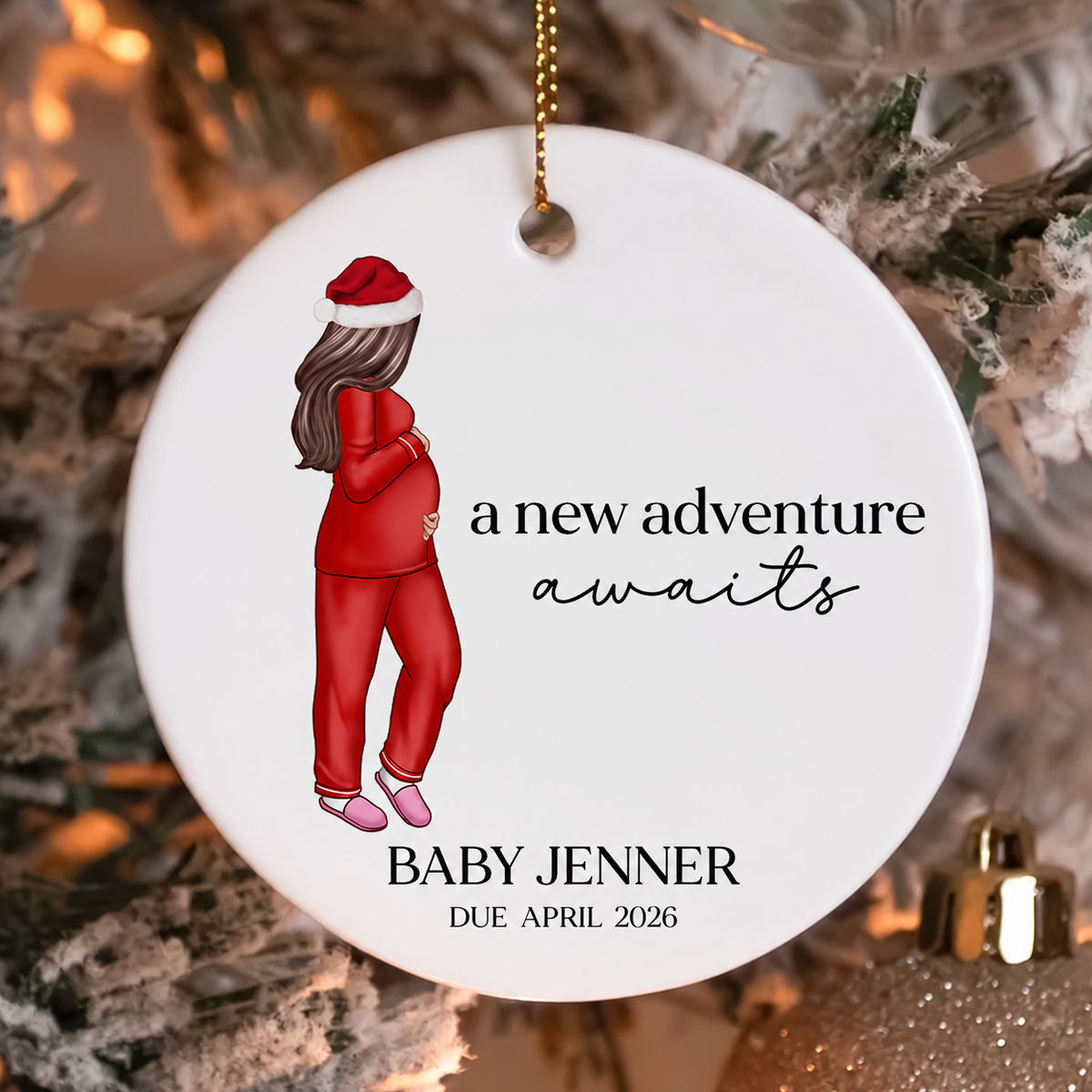 Pregnant Mom Baby Bump's First 2026 Ornament, - Personalized Ornament